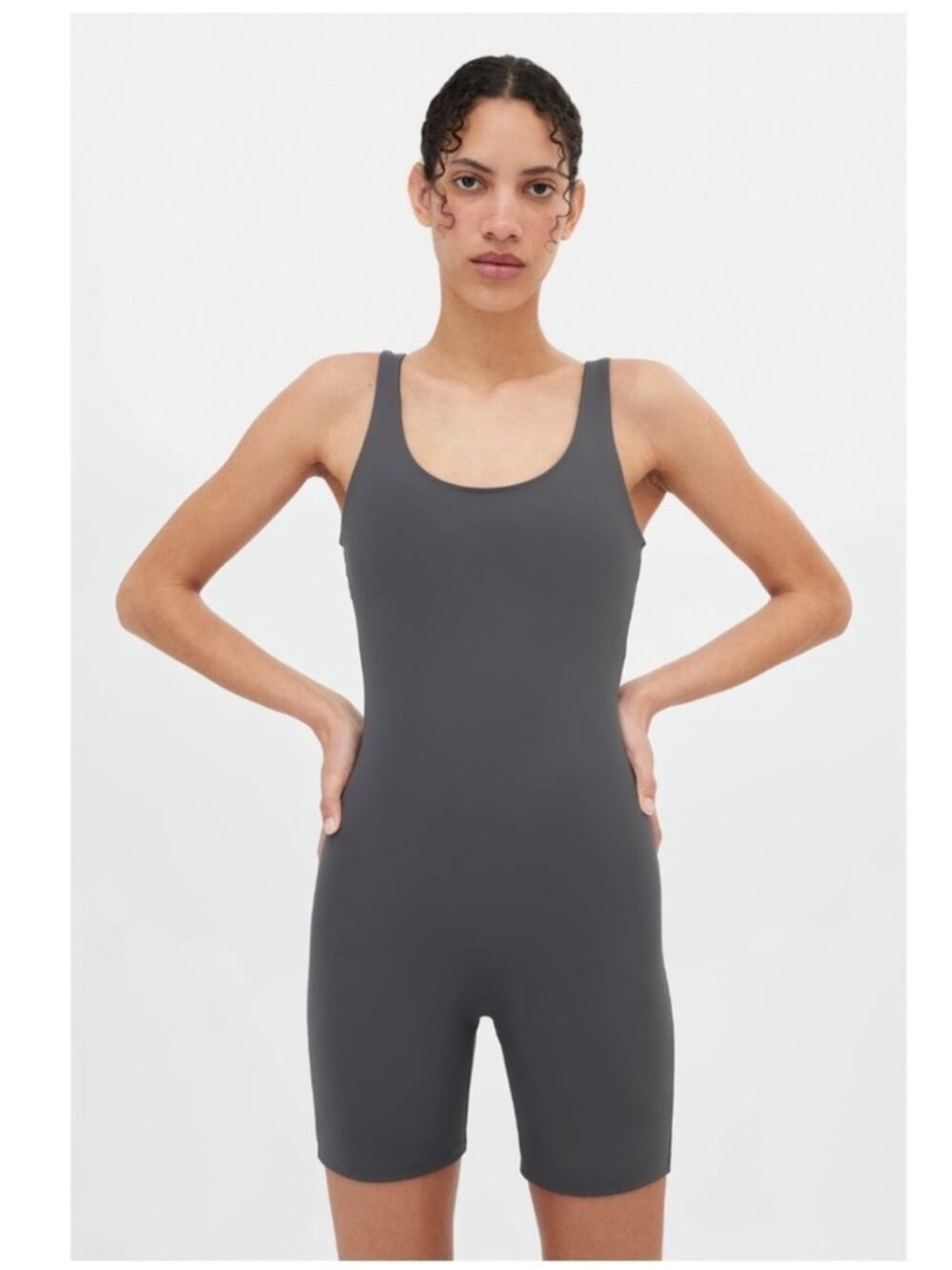 Girlfriend Collective Moon Bike Unitard Leotard Onesie Gray S